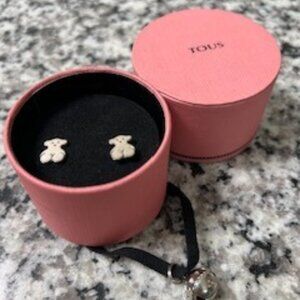 TOUS Silver Teddy Bear Earrings 1CM